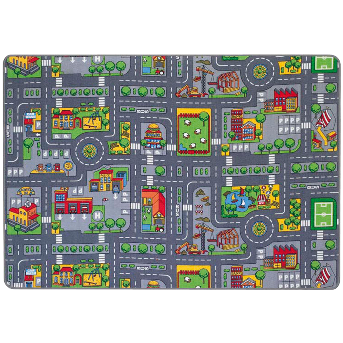 Verkehrsteppich 140 x 200 cm, Straßenmotiv, Spielteppich für Spielzeugautos