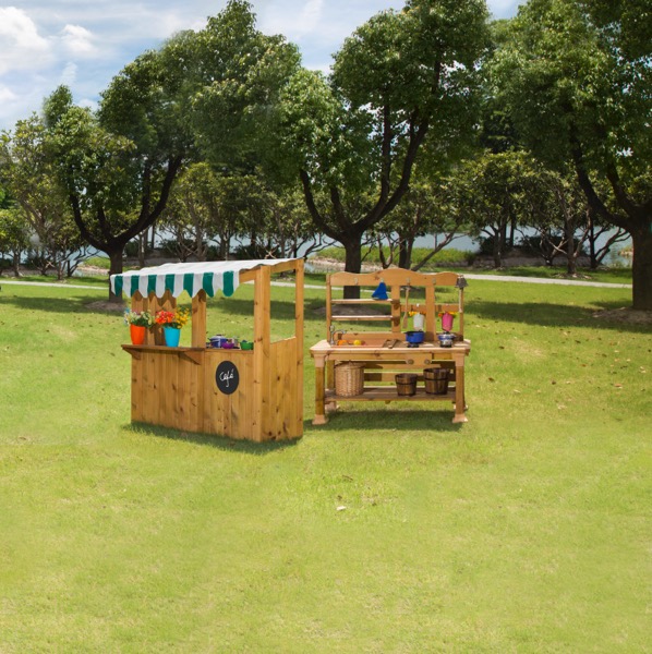 Spielküche, mit Wasseranschluss, aus Holz, Outdoor