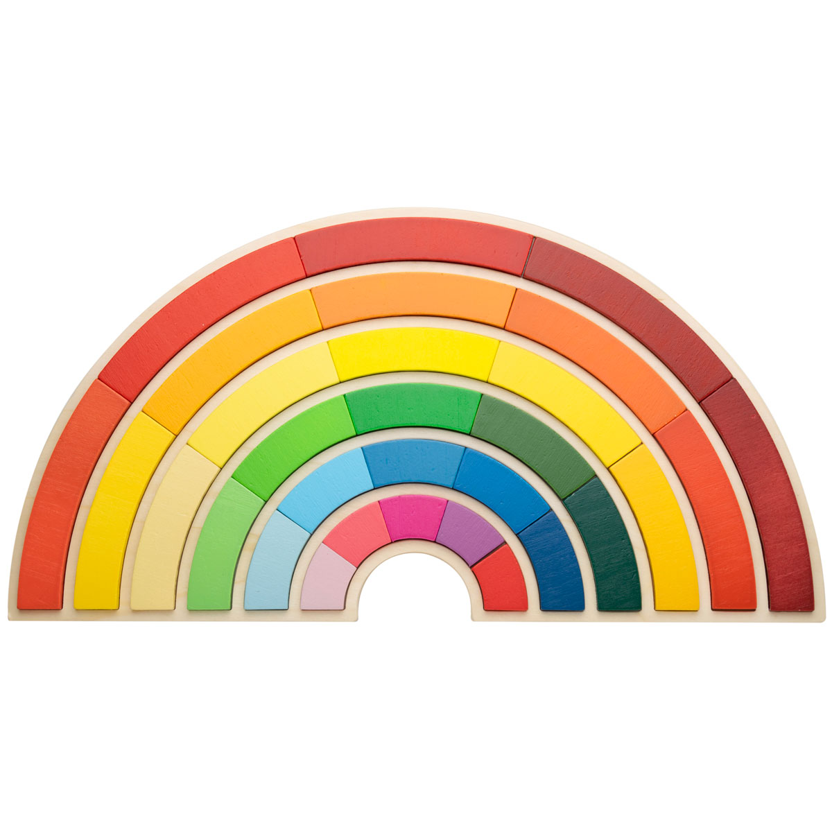 Holzbausteine-Set, Sortierspiel Regenbogen, 31-teilig