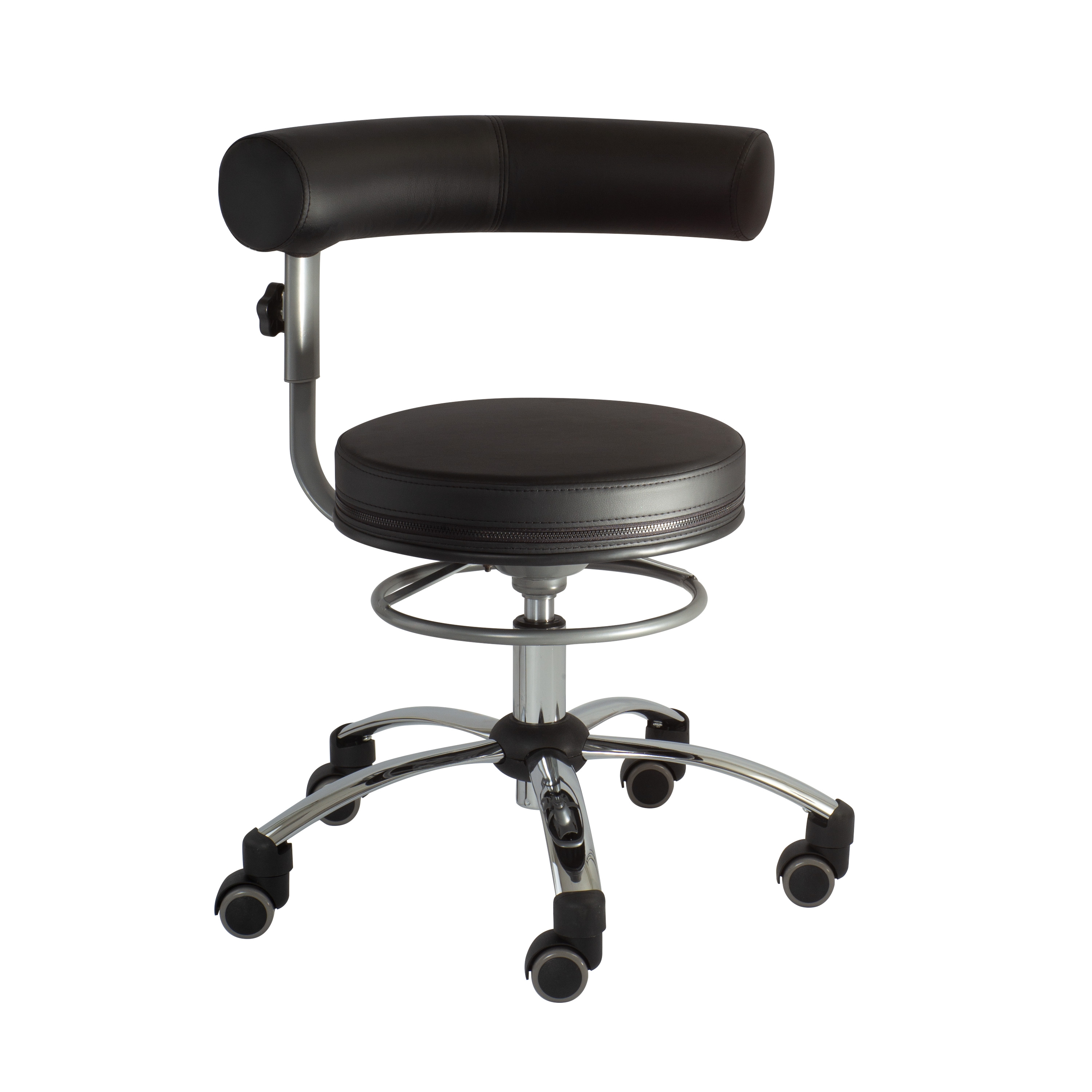 Sanus Gesundheitsstuhl 46-54 cm mit höhenverstellbarer Lehne, Stoff schwarz, mit Bürorollen