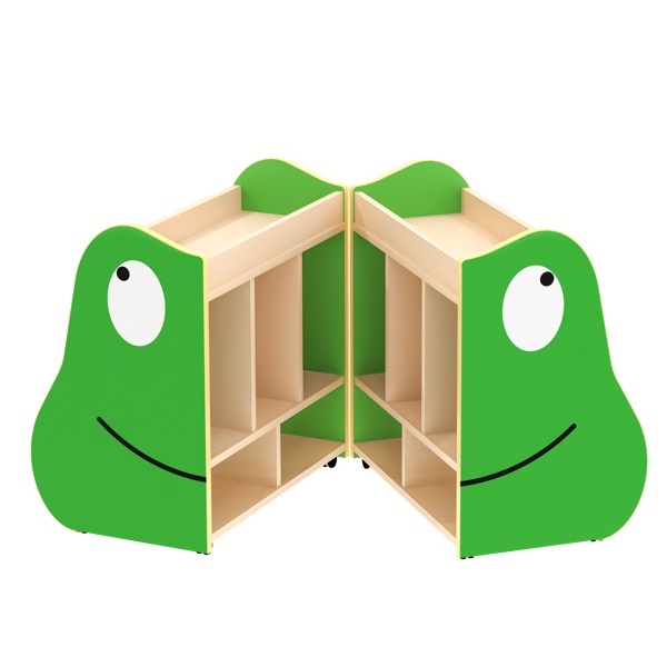 Kinder-Bücherwagen, Frosch, mit Rollen, aufklappbar, 60x74x60 cm