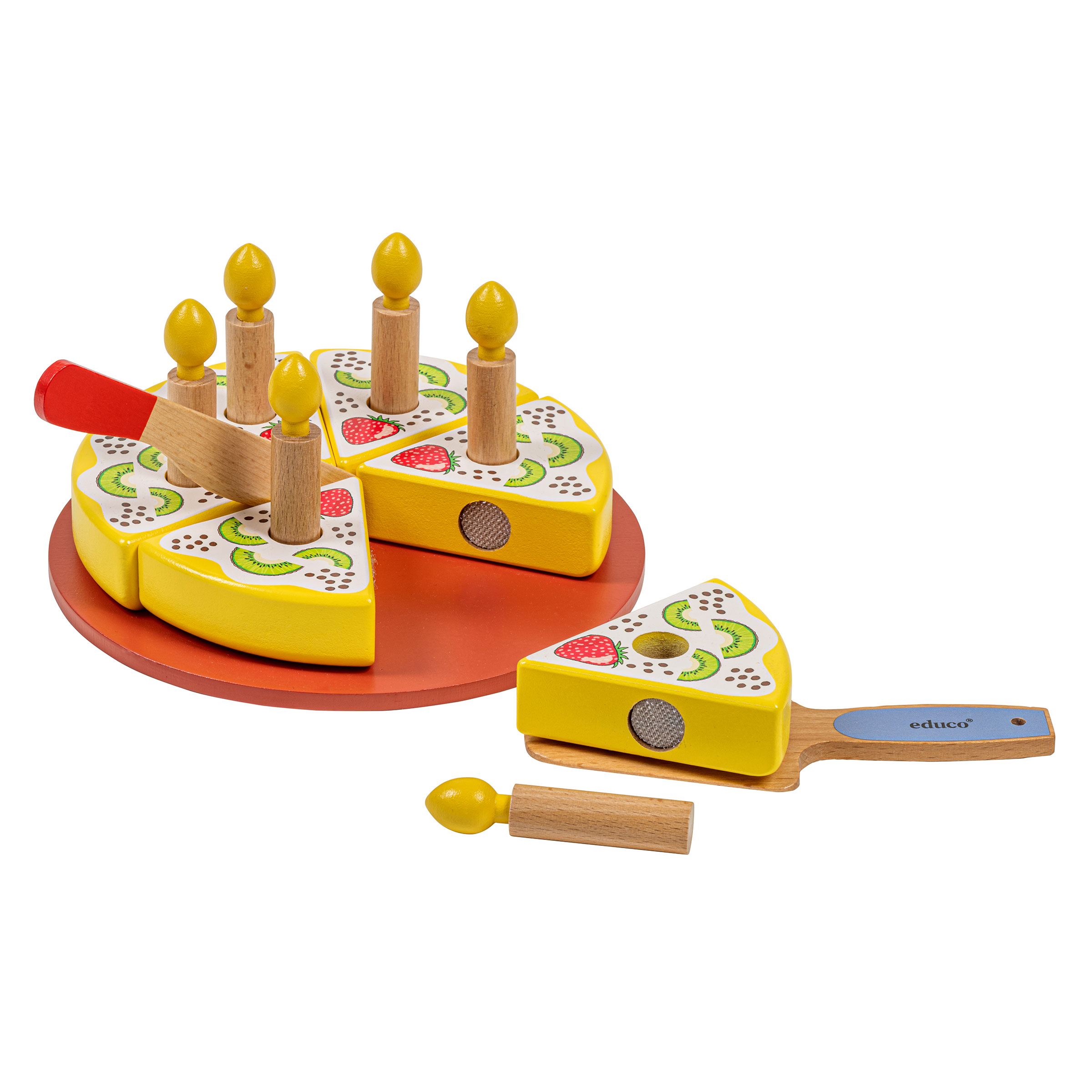 Geburtstagskuchen-Set aus Holz, 14-teilig – mit Kerzen & Tortenheber