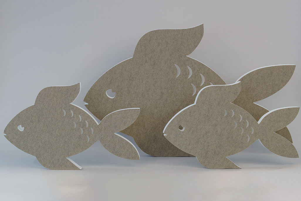 Akustik-Wandabsorber, Fisch, Beige, dekorativ, soni ELEMENT
