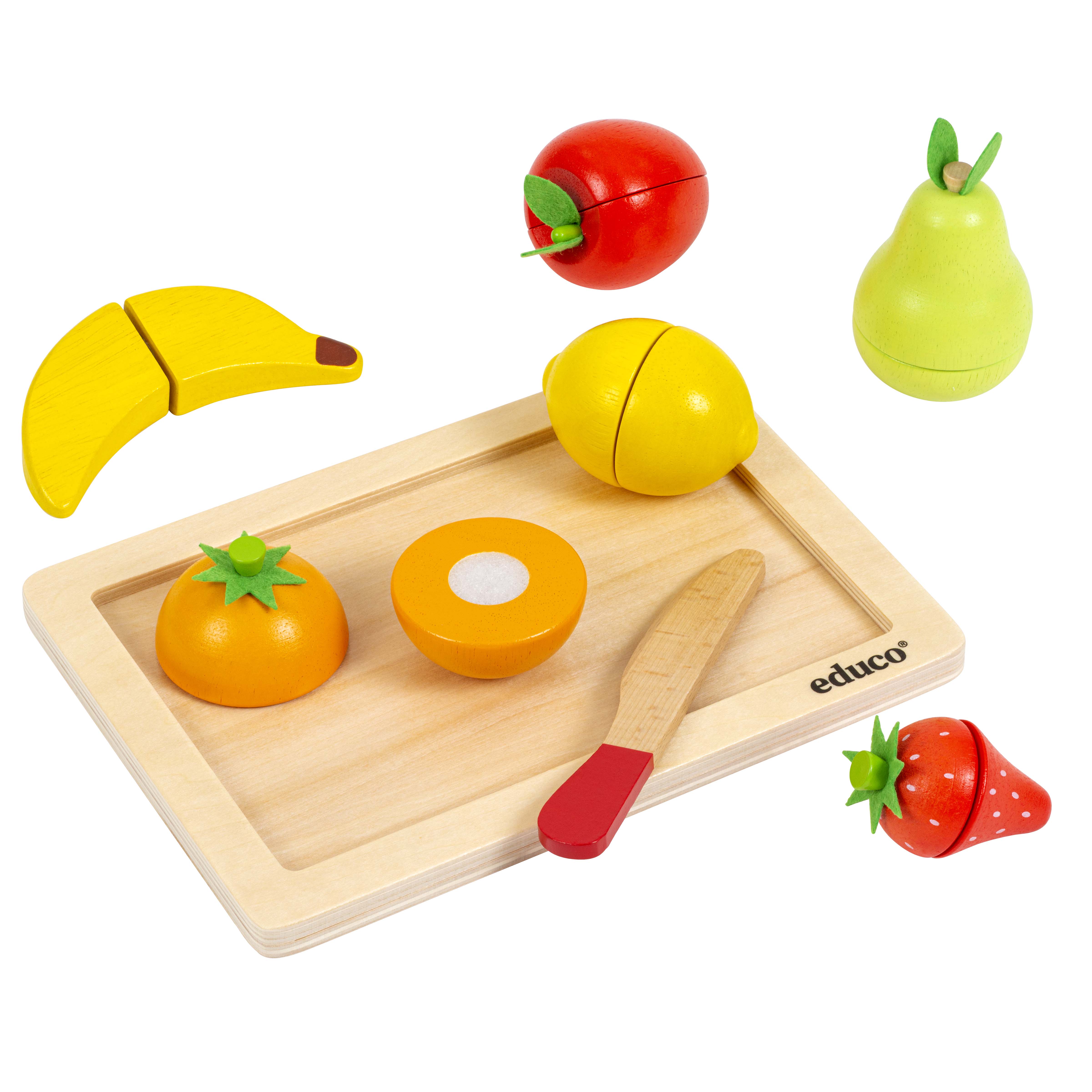 Obstset Lebensmittelset aus Holz, 8-teilig zum Schneiden