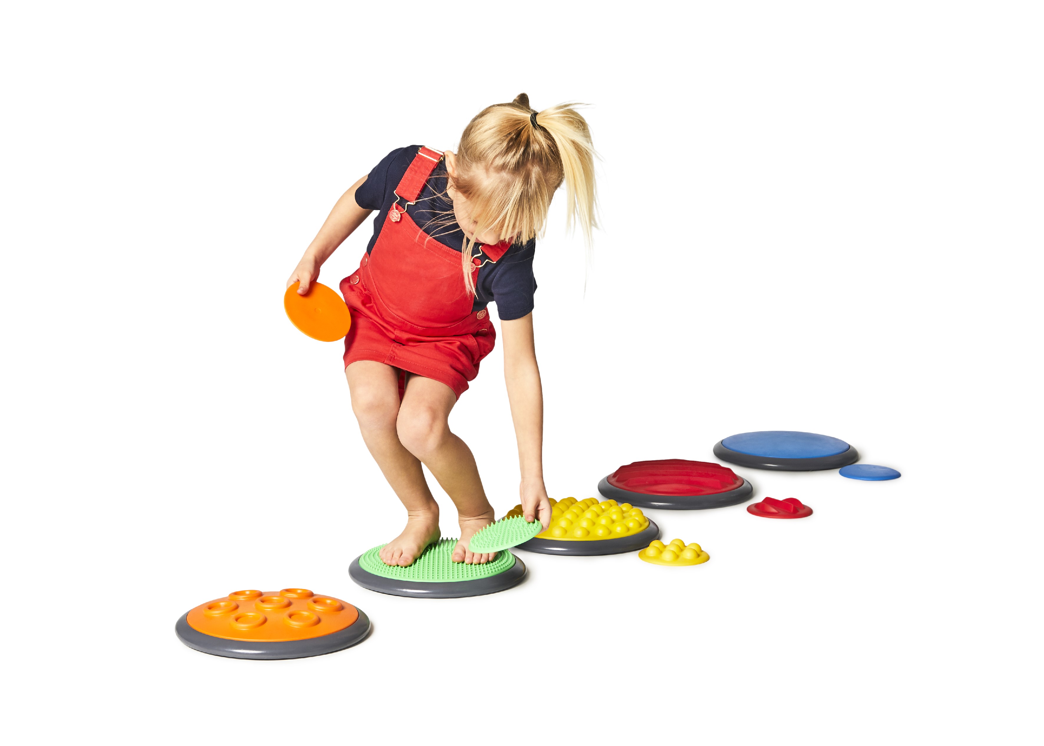 Taktile Fühlplatten, Gonge Scheiben, Set 1, inkl. Augenbinde, 5er Set