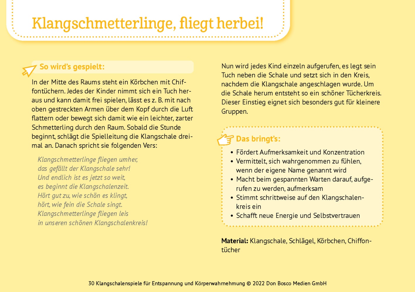 30 Klangschalenspiele für Entspannung und Körperwahrnehmung, 4-10 Jahre