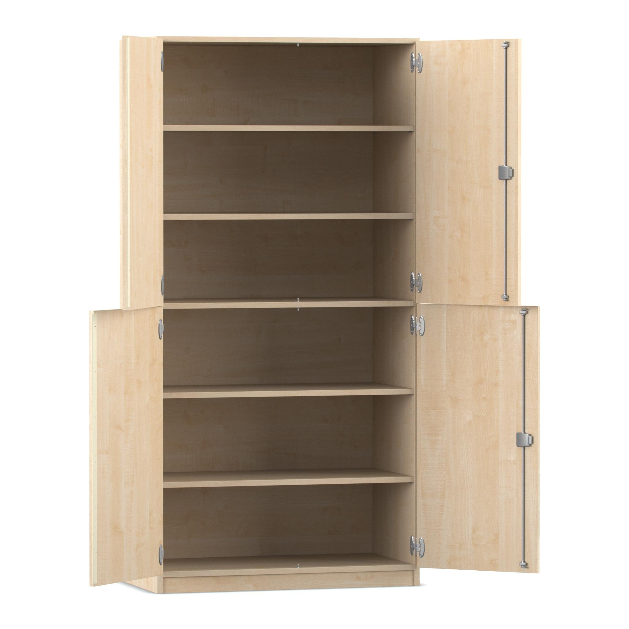 Flexeo® Schrank Ahorn honig, 4 Halbtüren, 6 Fächer, HxBxT 190x94,4x50 cm, Bogengriff mit Schloss