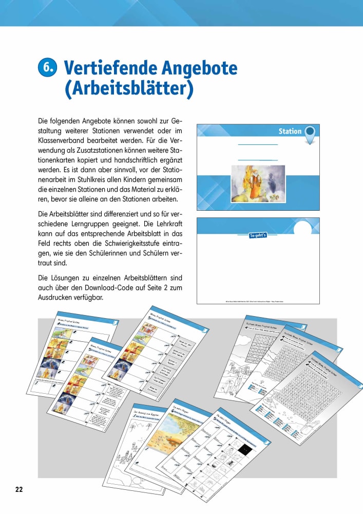 Arbeitsmaterial Grundschule. Stationenlernen Religion: Mose, Prophet Gottes, Sammelmappe