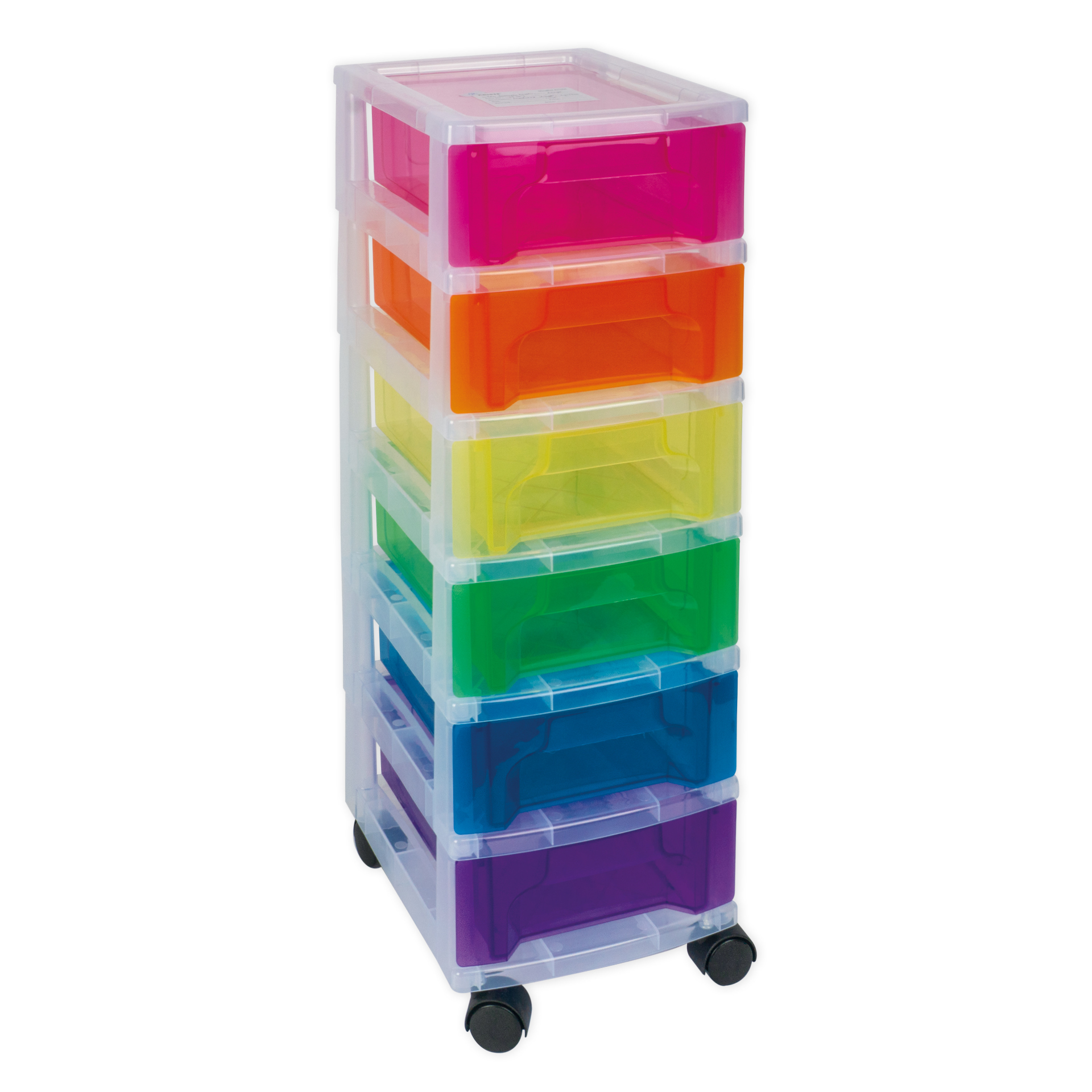 Schubladenbox Regenbogen, 6-farbig, mit 4 Lenkrollen