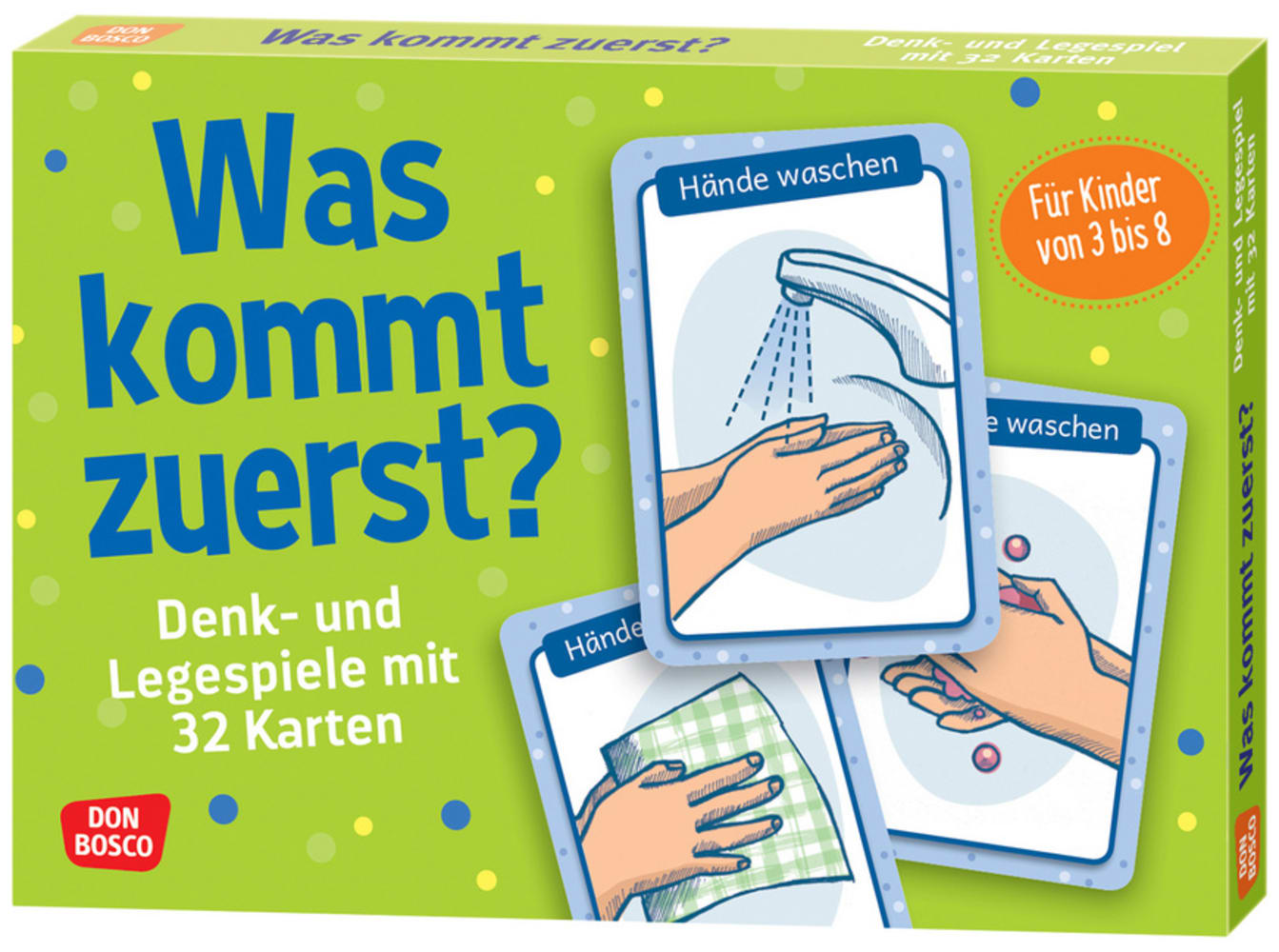 Was kommt zuerst?, Denk- und Legespiel mit Karten, 3-8 Jahre