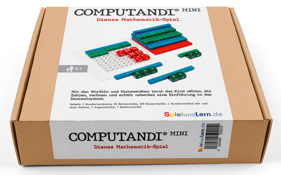 Computandi Mathematik Dienesspiel mit Würfeln und Dienes Material farbig