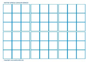 Mathe-Bingo Vorlage für 6 Gruppen