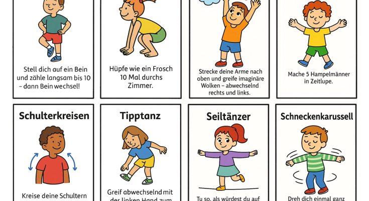 Bewegungskarten für die Schule.