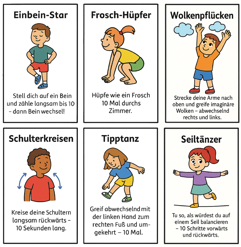 Bewegungskarten für Schule.