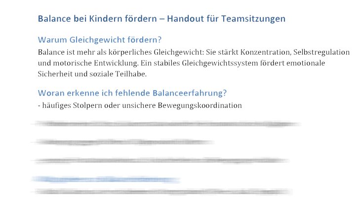 Handout Teamsitzung Balance fördern