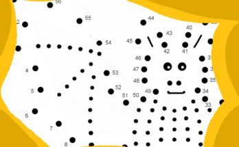 Eine Punkt-zu-Punkt-Zeichnung, die ein niedliches Tier darstellt. Die Zahlen und Punkte sind angeordnet, um das Bild sichtbar zu machen, wenn sie verbunden werden. Ideal für kreative Aktivitäten und zum Ausmalen.