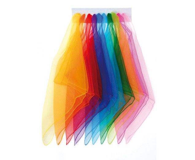 Bunte Tüllschals in verschiedenen Farben, ideal für kreative Bastelprojekte oder als Dekoration. Die transparenten Stoffe bieten vielseitige Verwendungsmöglichkeiten und sind leicht und flexibel.